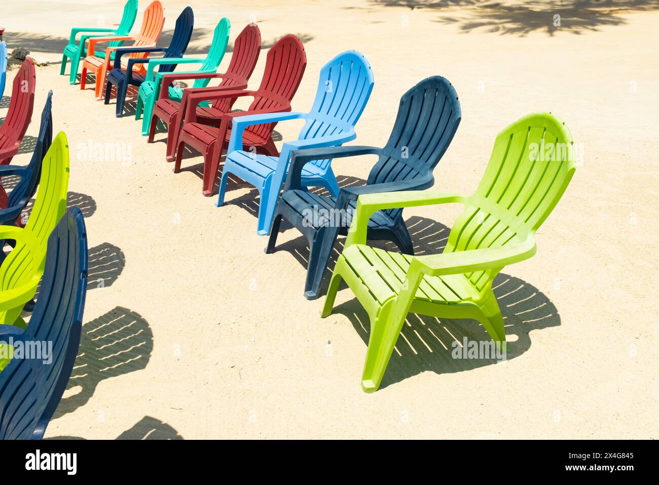 Colorful Adirondack Chairs front Sand Key West Florida Beach Summer Stock Photo Alamy