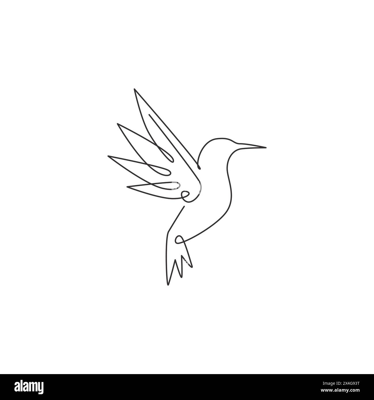 One single line drawing of cute hummingbird for company business logo identity. Little beauty bird mascot concept for avian national zoo park. Continu Stock Vector