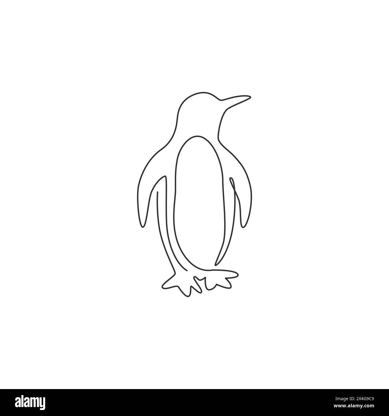One single line drawing of cute funny penguin for company business logo