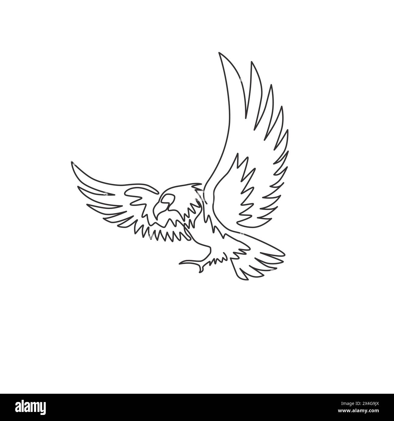 One single line drawing of strong eagle bird for company business logo ...