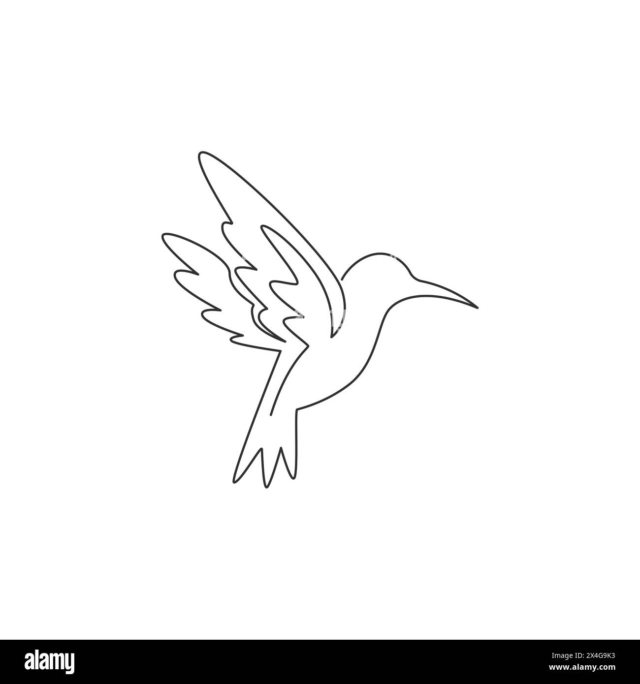 One single line drawing of cute hummingbird for company business logo identity. Little beauty bird mascot concept for avian national zoo park. Continu Stock Vector