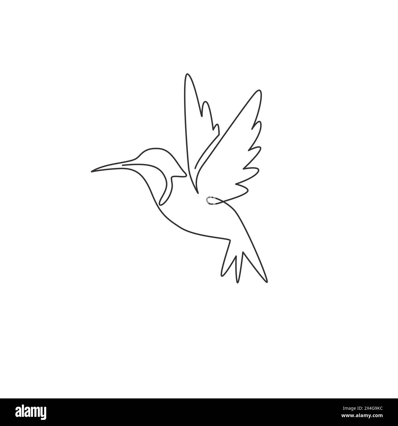 Single continuous line drawing of adorable hummingbird for company business logo identity. Tiny beauty bird mascot concept for conservation national p Stock Vector