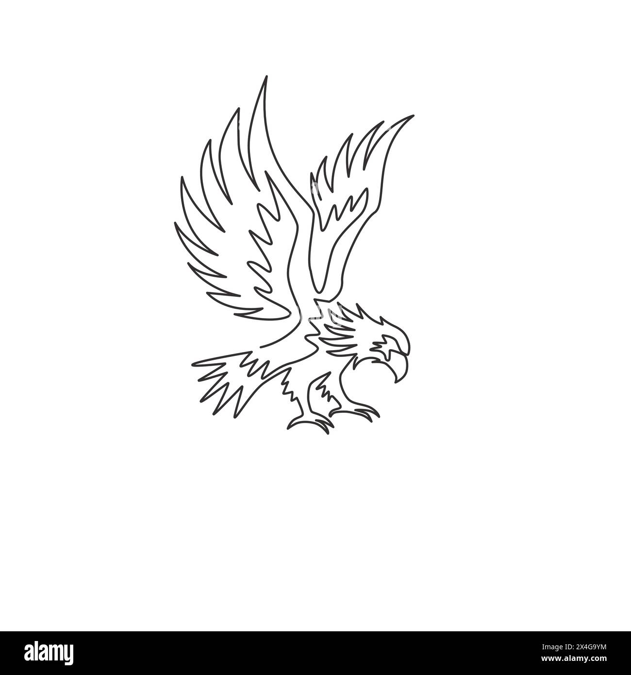 One continuous line drawing of strong eagle for delivery service logo ...
