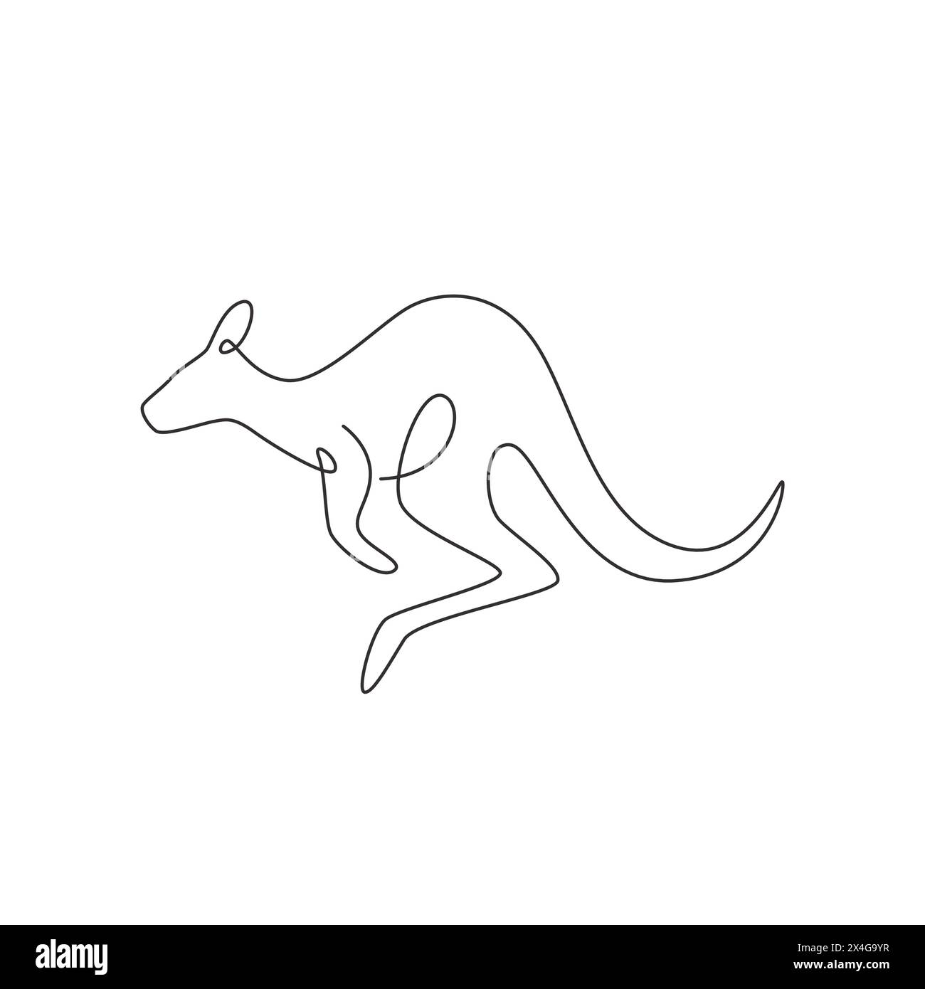 Single continuous line drawing of adorable jumping kangaroo for