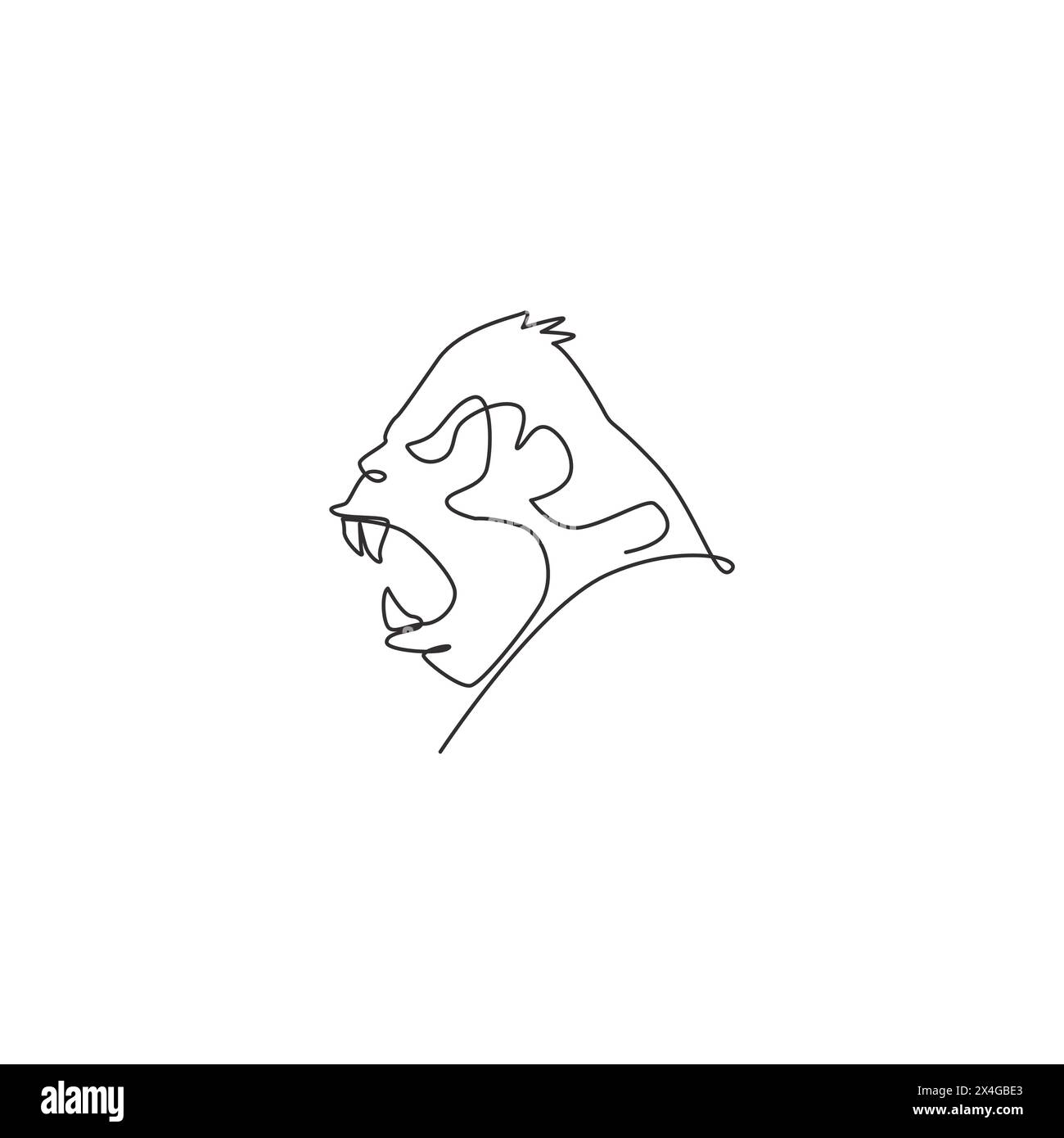 One continuous line drawing of gorilla head for national park logo ...