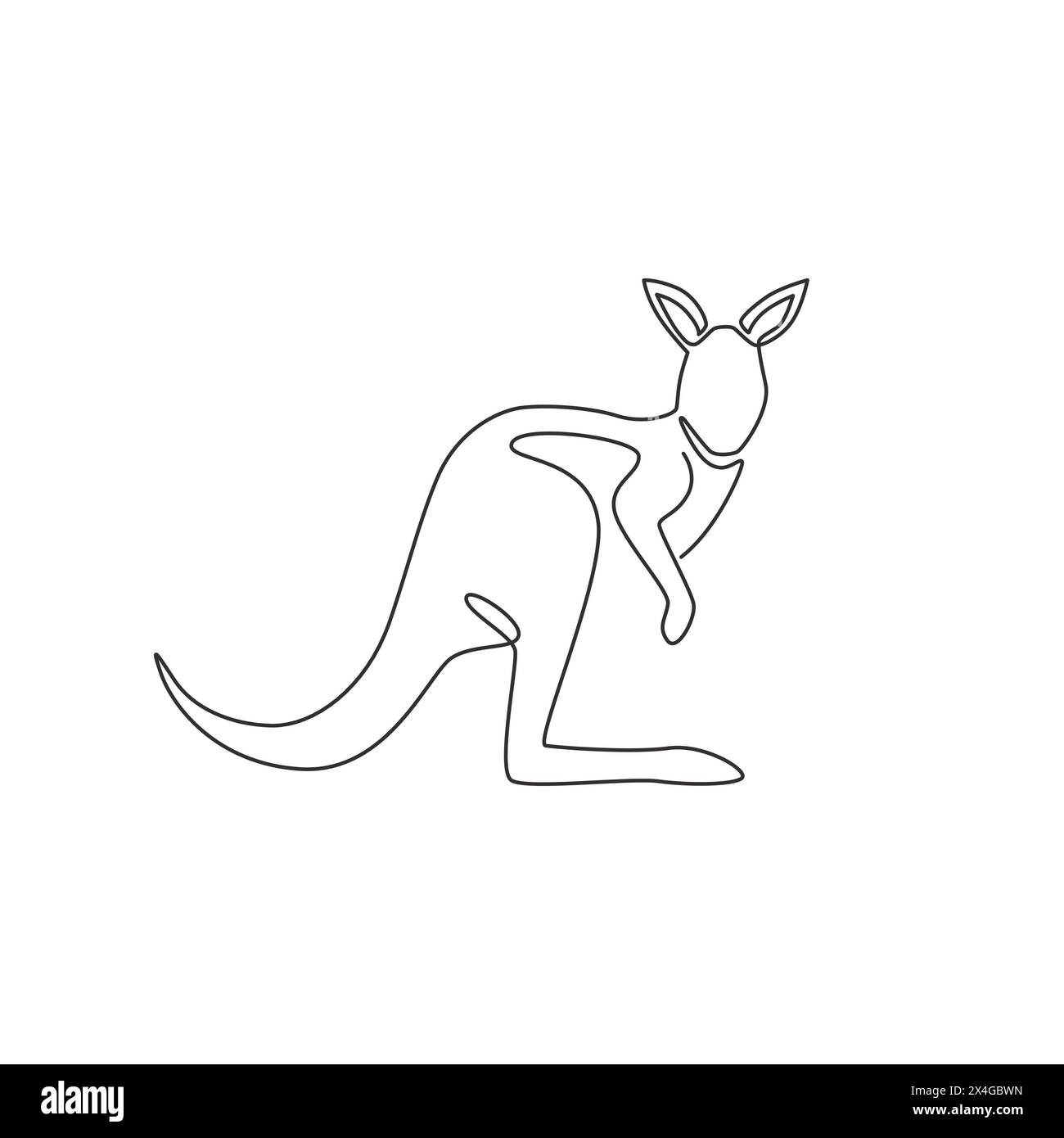 One continuous line drawing of funny standing kangaroo for national zoo