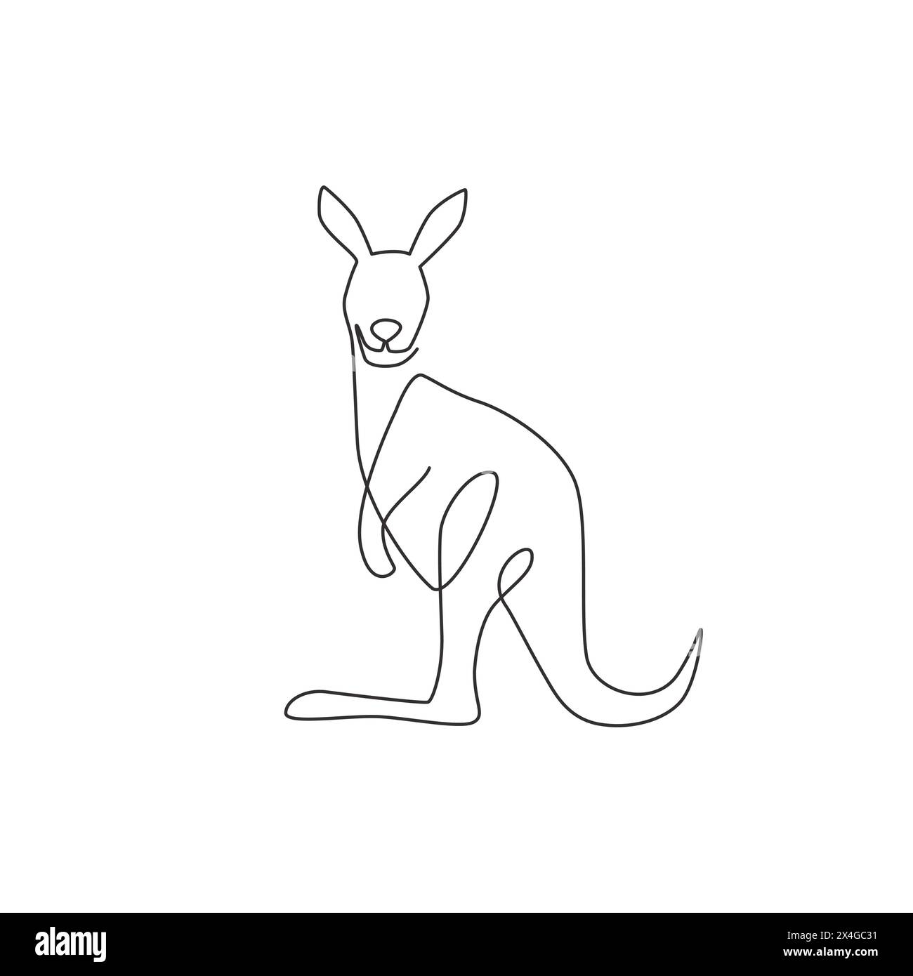 One single line drawing of cute standing kangaroo for business logo ...