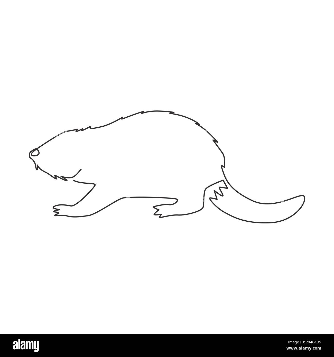 One continuous line drawing of cute beaver for logo identity. Funny ...