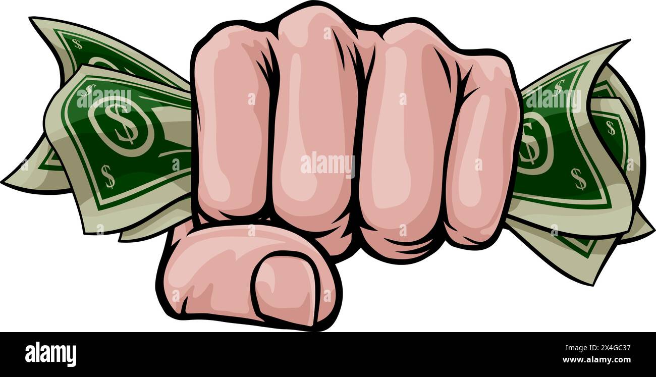 Money Cash Fist Hand Comic Pop Art Cartoon Stock Vector