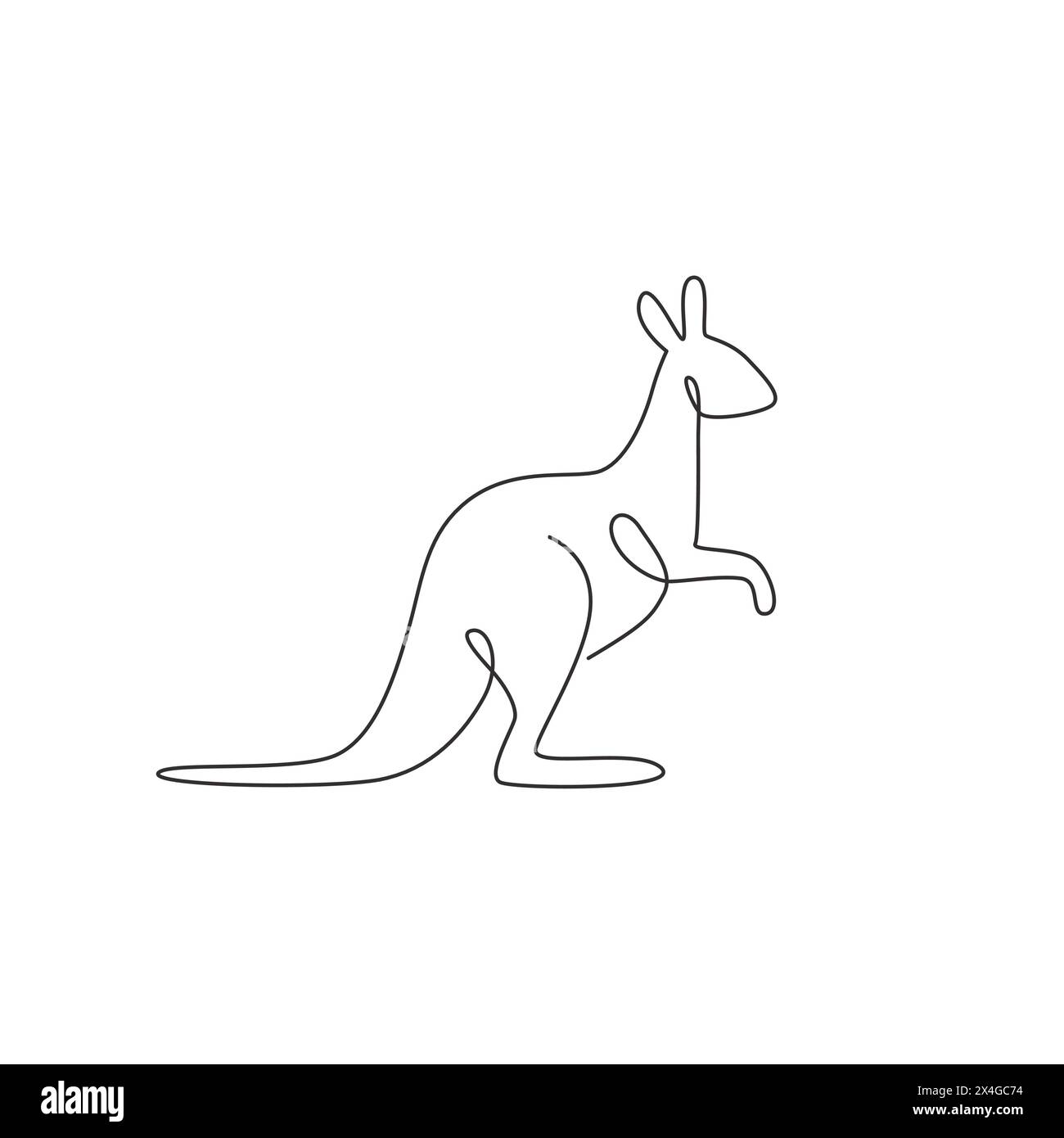 Single continuous line drawing of adorable standing kangaroo for