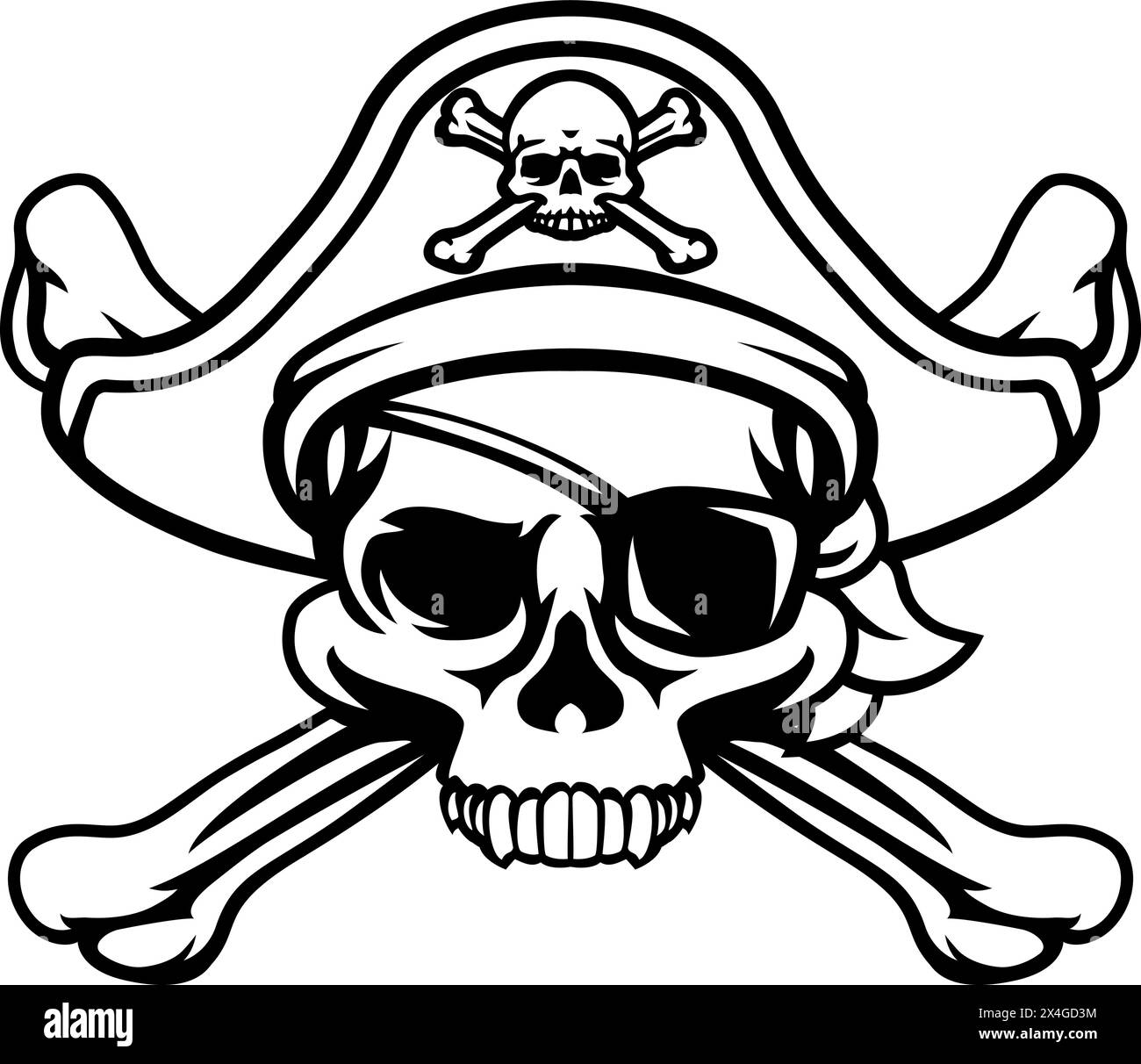 Pirate Hat Skull and Crossbones Cartoon Stock Vector Image & Art - Alamy
