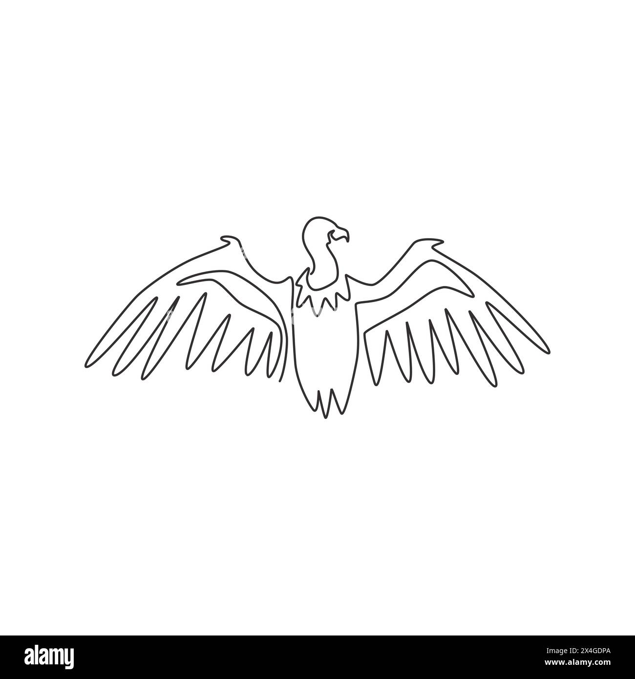One single line drawing of large vulture for zoo logo identity