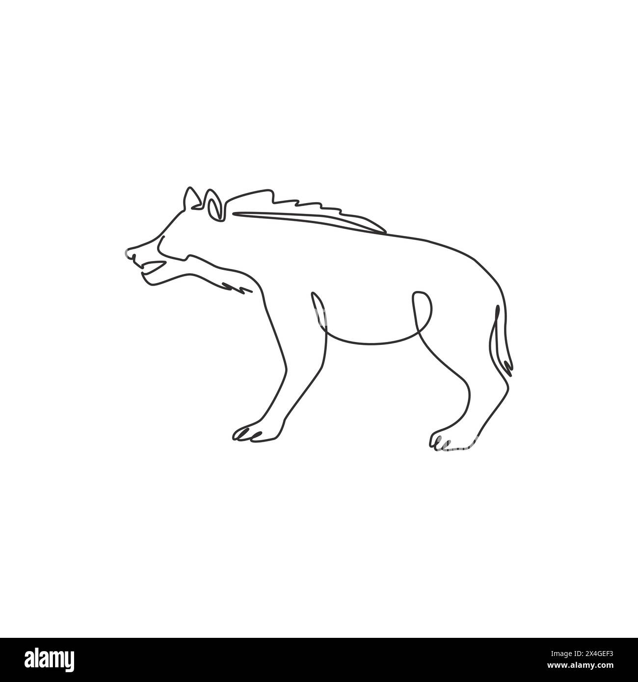 One continuous line drawing of fierce hyena for company logo identity