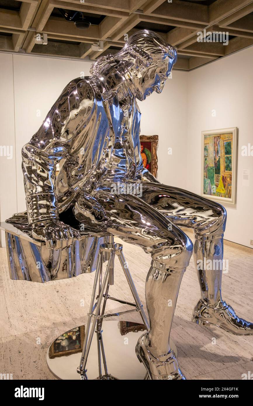 Michael Parekowhai's stainless polished steel sculpture Captain James Cook, The English Channel 2015, displayed in the Art Gallery of New South Wales Stock Photo