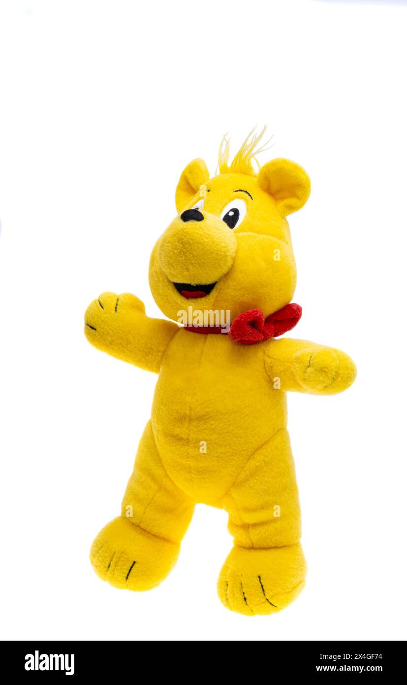 yellow teddy bear toy isolated on white background Stock Photo - Alamy