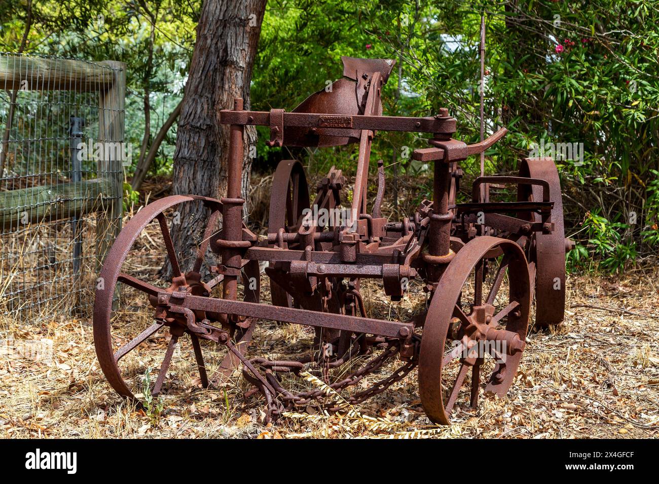 Old rusty farm machinery, Bickley, Perth Hills. Western Australia Stock Photo