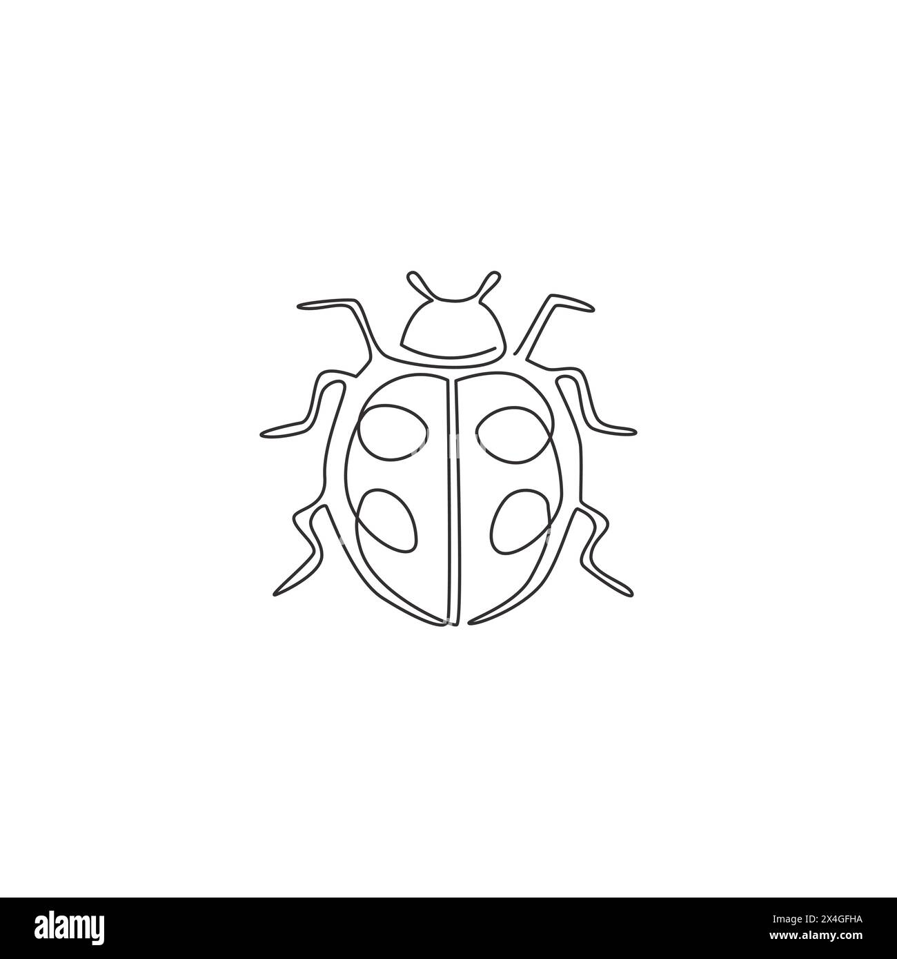 Single continuous line drawing of adorable ladybug for company logo ...
