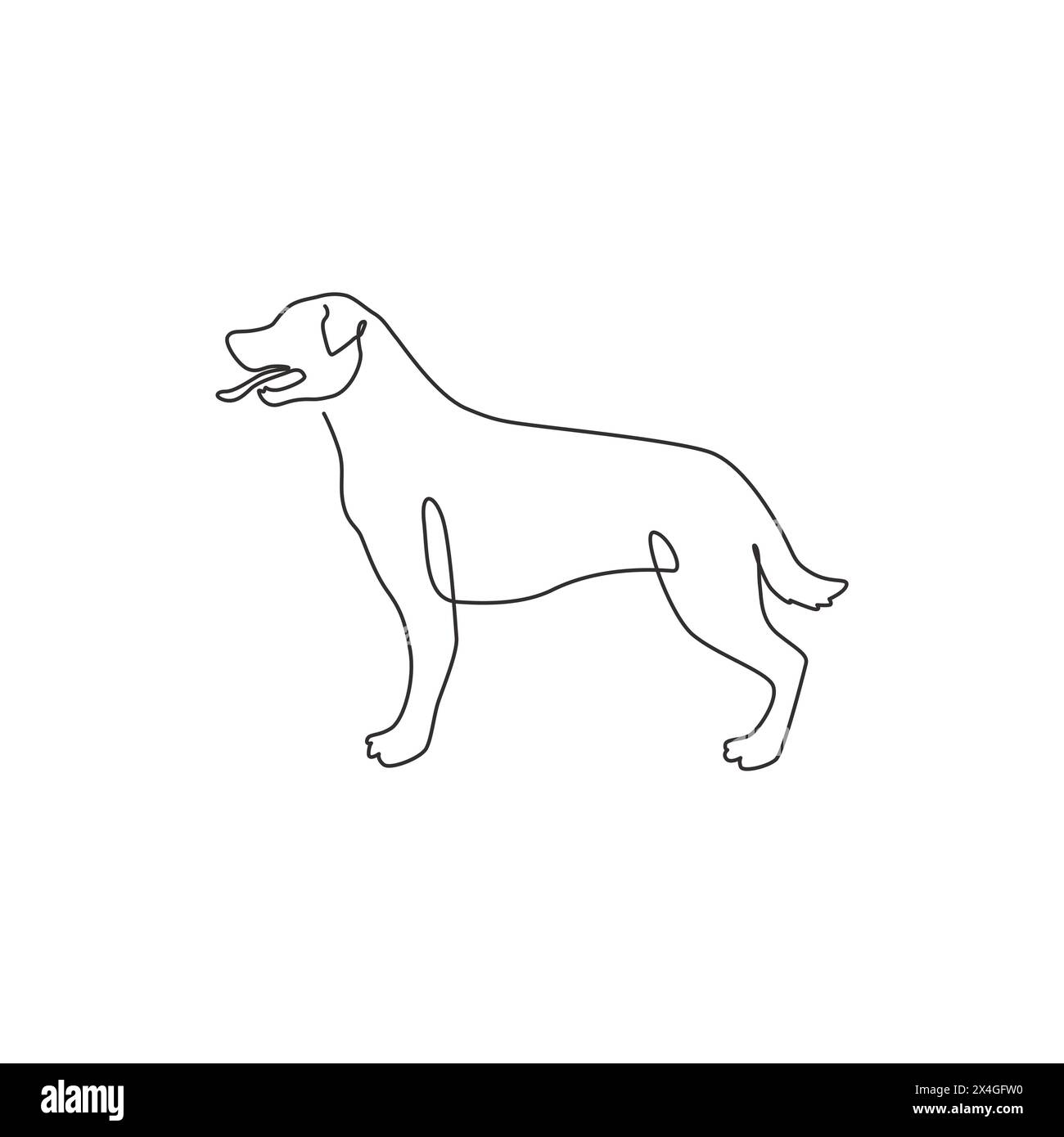 One continuous line drawing of fierce rottweiler dog for security ...