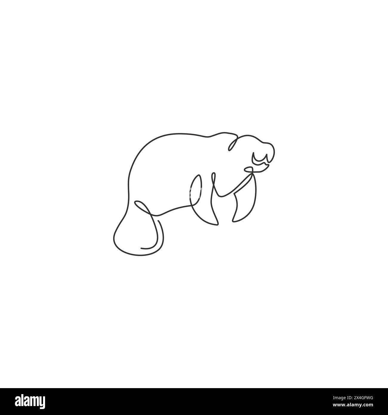 One single line drawing of adorable manatee for foundation logo