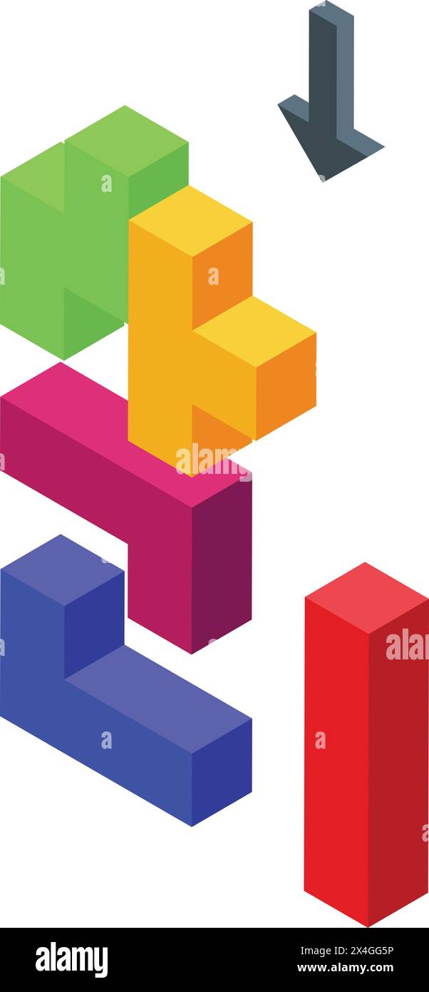 Block video game colorful icon isometric vector. Puzzle element. Play ...