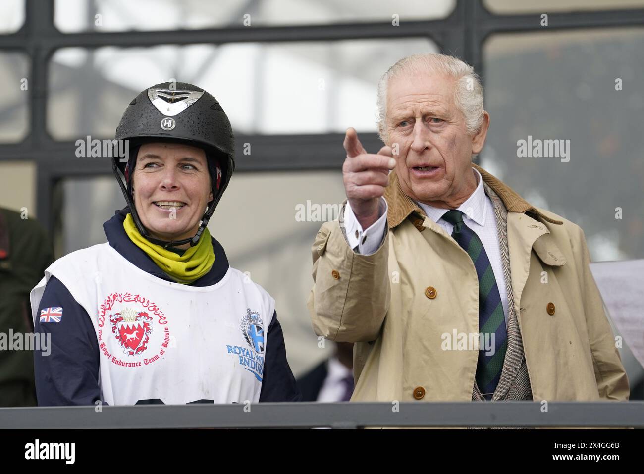 King Charles III during the endurance phase at the Royal Windsor Horse Show in Windsor, Berkshire. Picture date: Friday May 3, 2024. Stock Photo