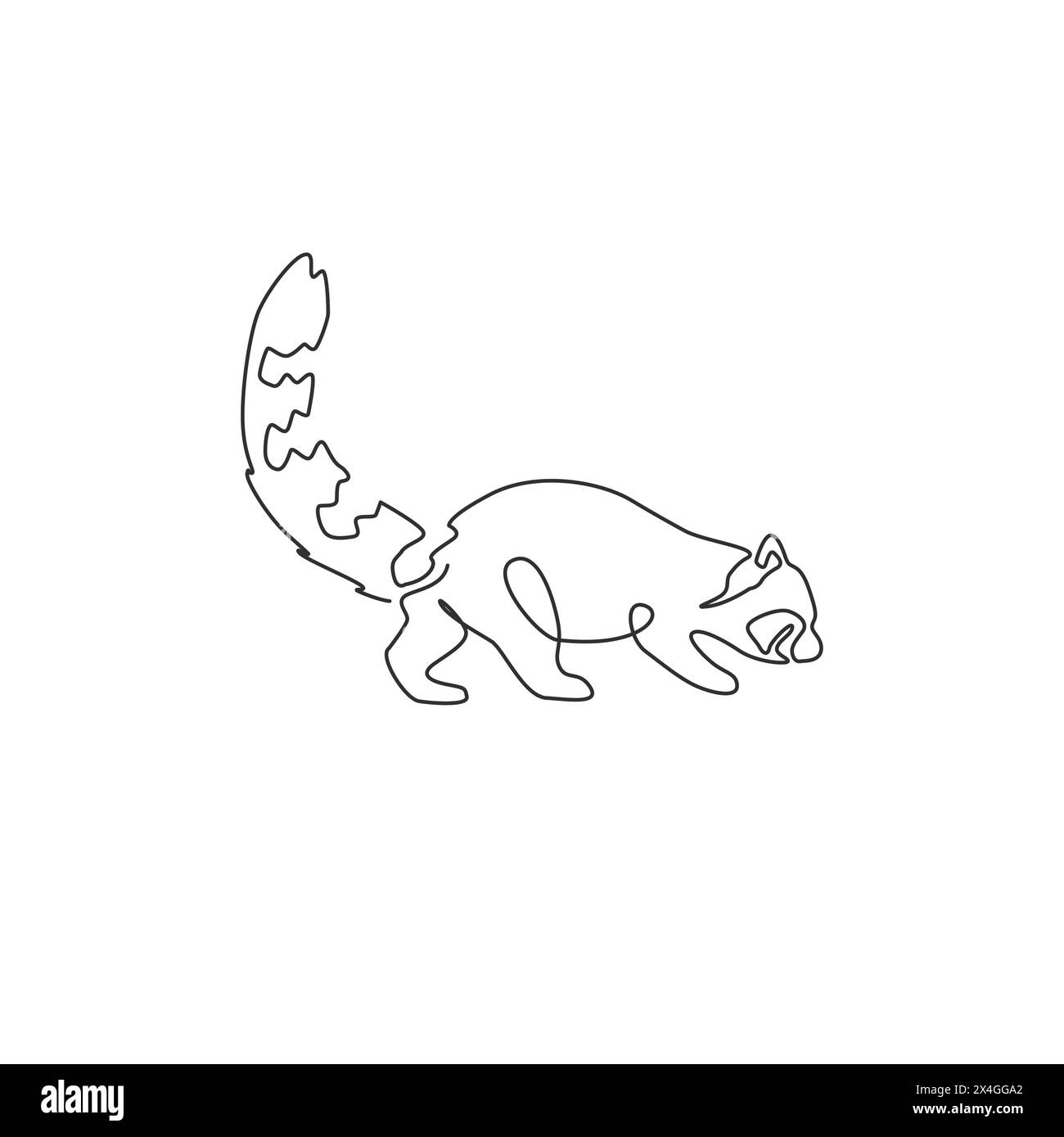 One single line drawing of funny red panda for company logo identity