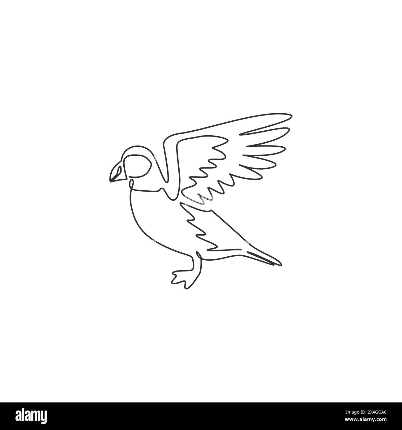 One single line drawing of adorable puffin for foundation logo identity
