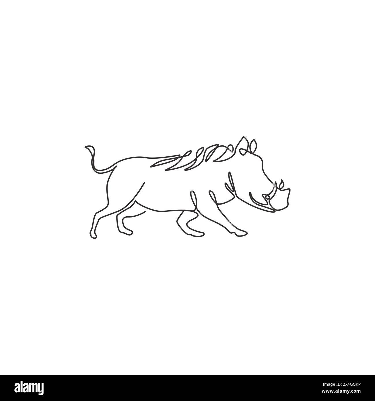 Single continuous line drawing of wild common warthog for company logo