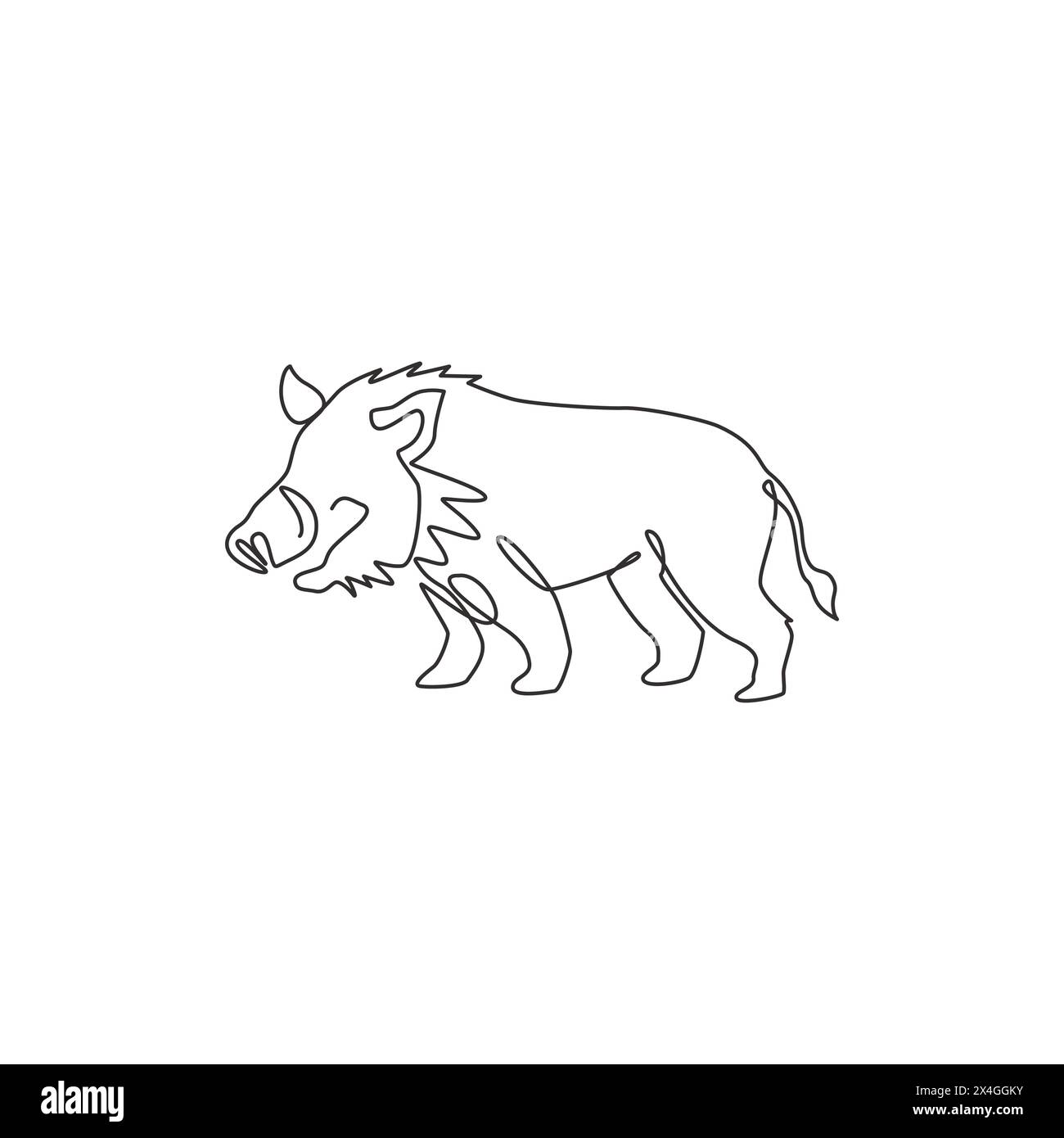 One continuous line drawing of savage common warthog for company logo