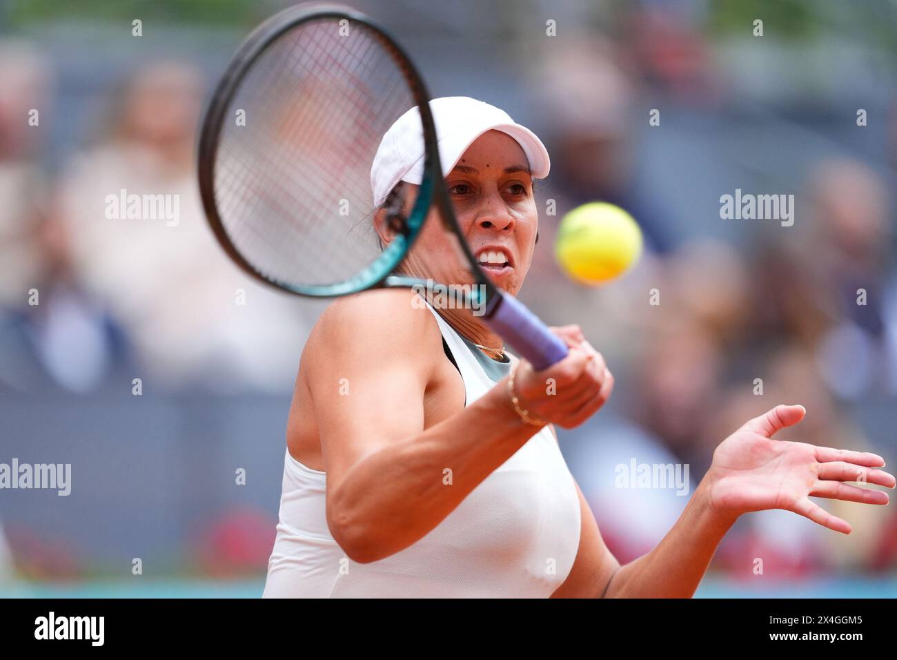 Madison Keys of United States in action against Iga Swiatek of Poland during the Mutua Madrid