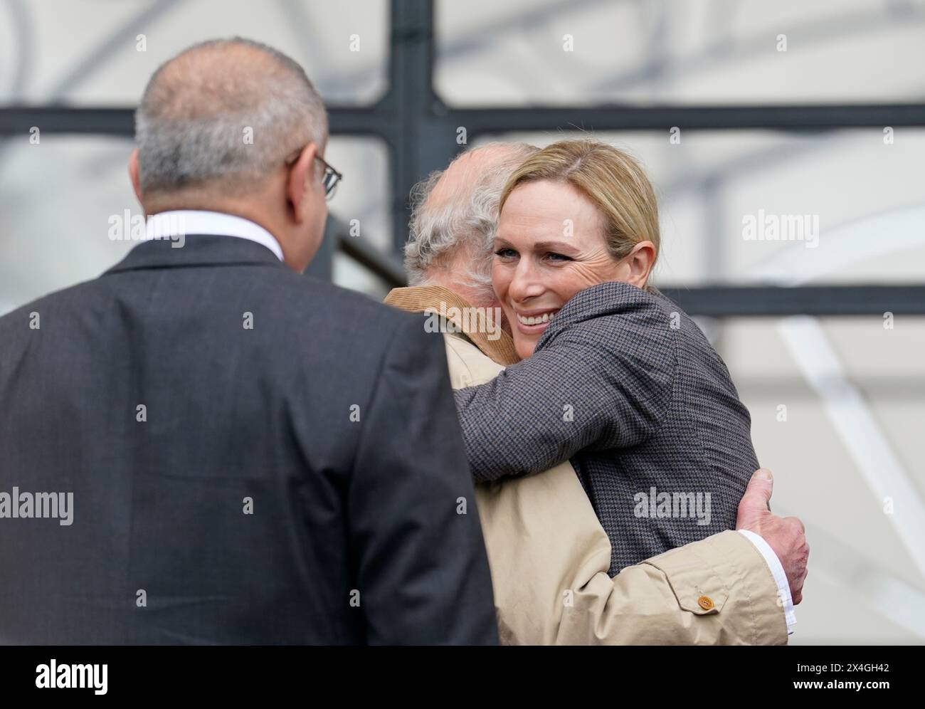 King Charles III hugs his niece, Zara Tindall, at the Royal Windsor Horse Show in Windsor, Berkshire. Picture date: Friday May 3, 2024. Stock Photo