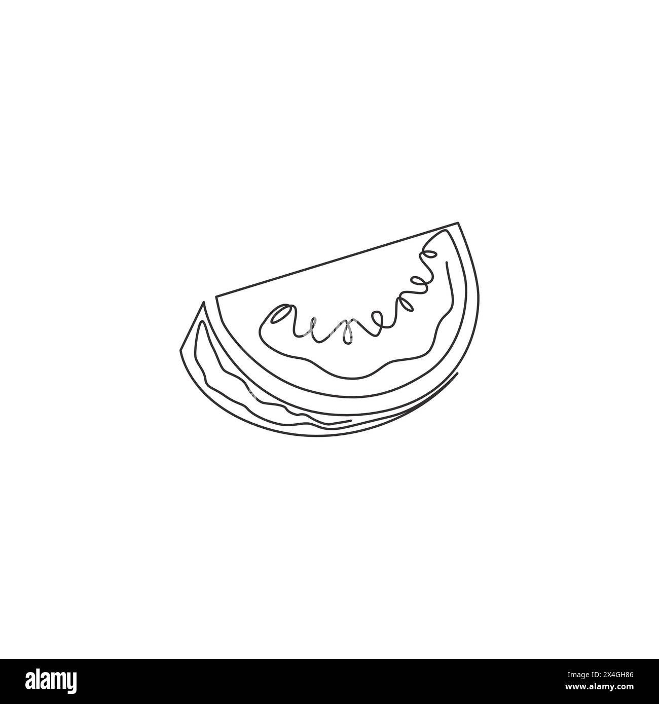 One continuous line drawing of sliced healthy organic watermelon for ...