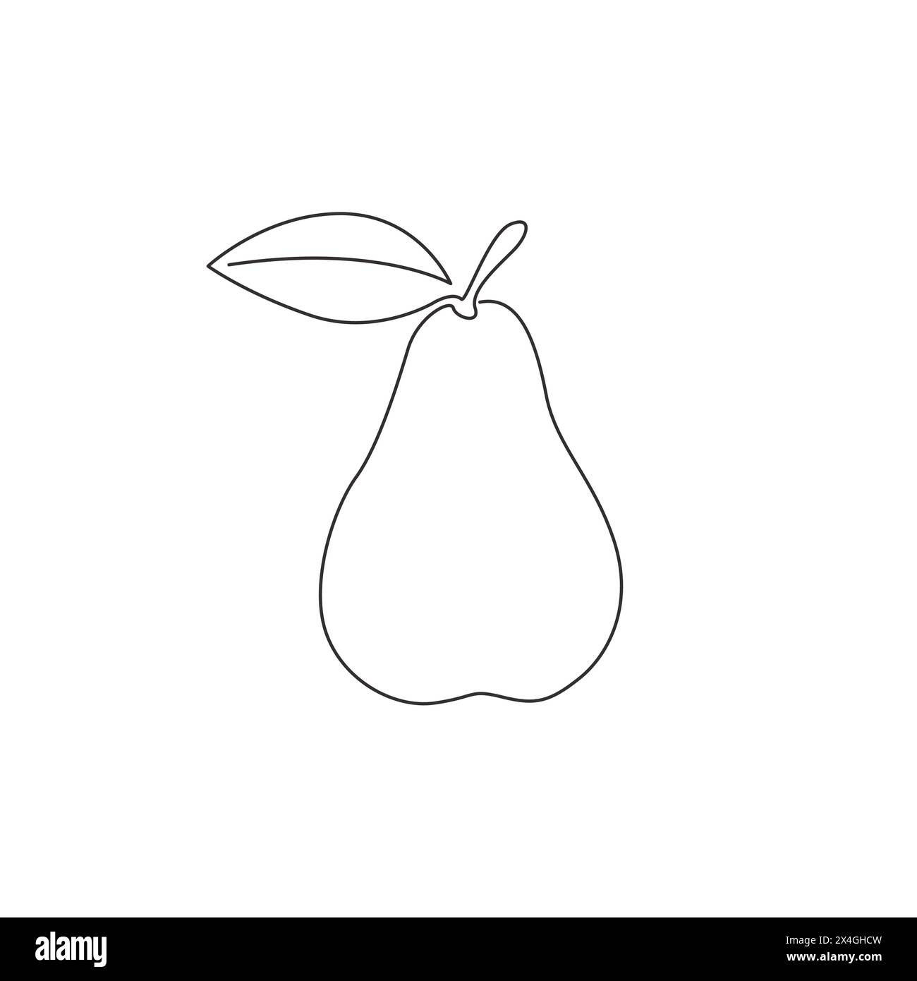 Single continuous line drawing of whole healthy organic pear for ...