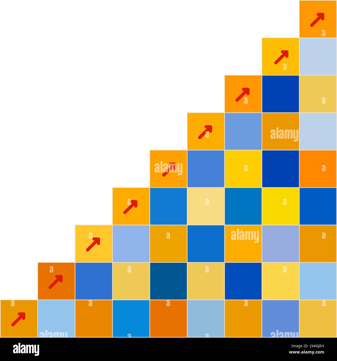 Diverse Staircase in Vibrant Blue and Orange Hues: Ascend to New Heights. profit, growth, economic, business, sales, maximization Stock Vector