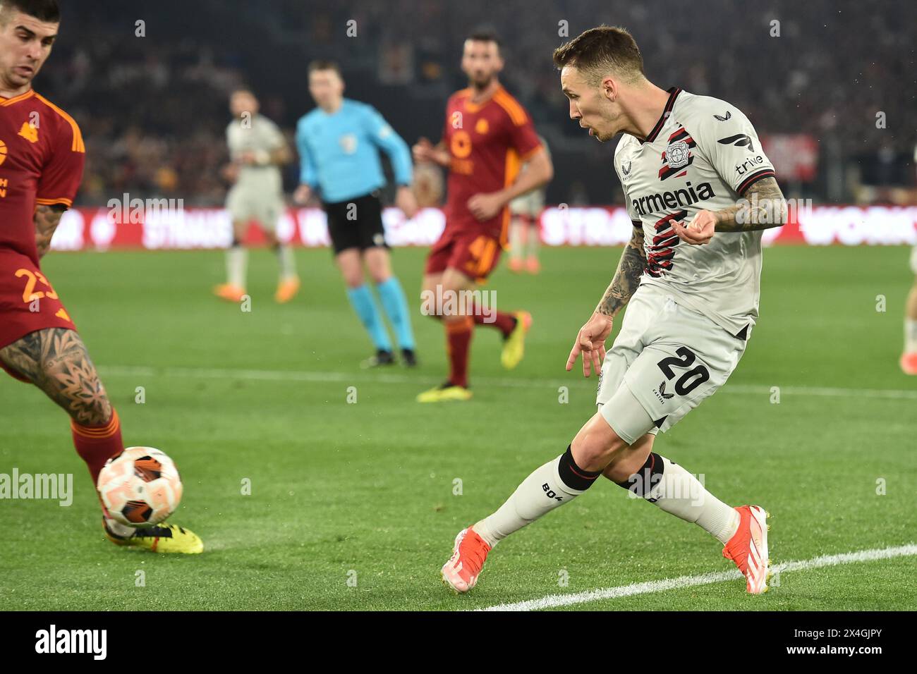 Alejandro Grimaldo of Bayer Leverkusen during the Europa League ...