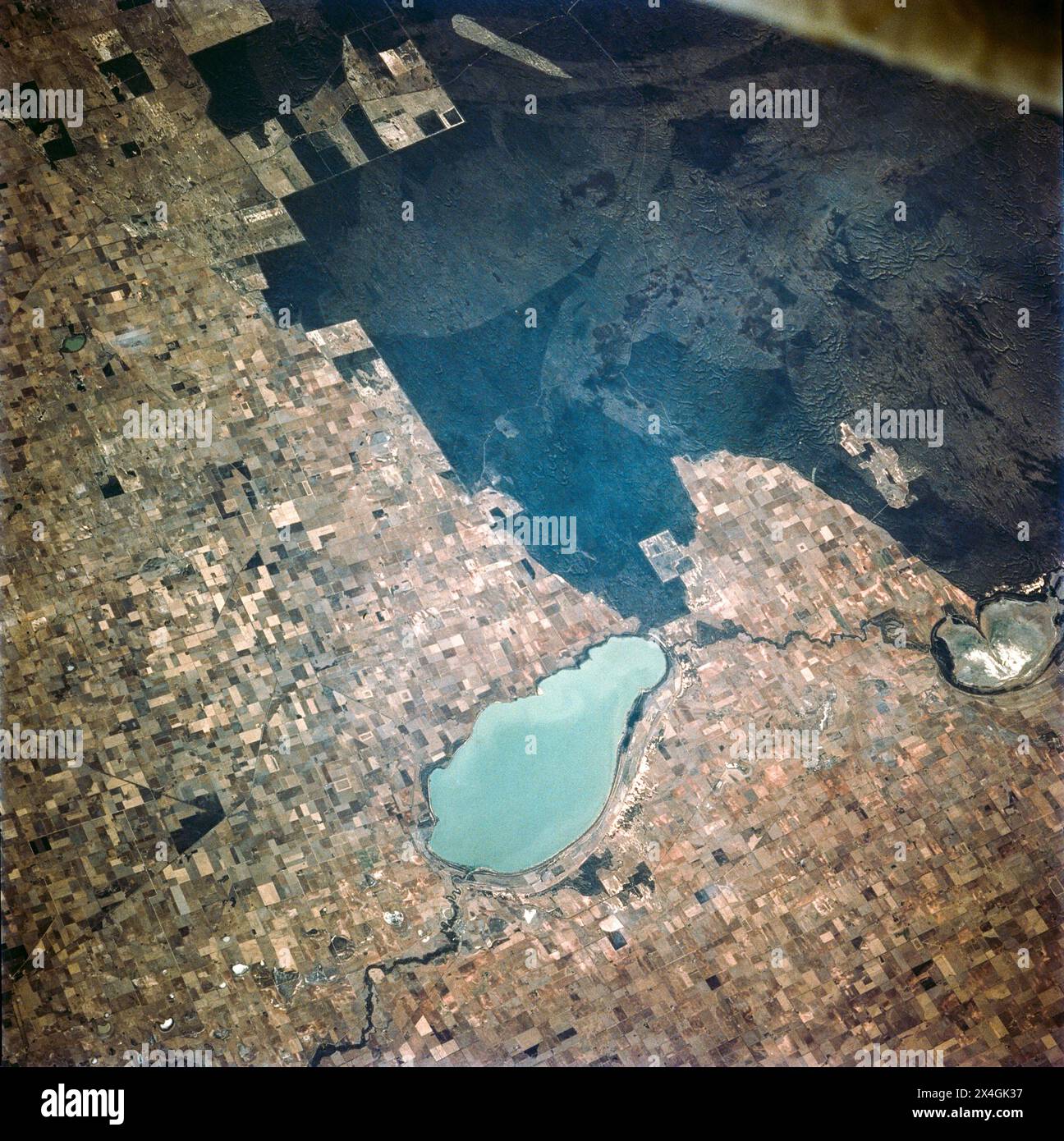 Southern Australia fires and burn scars near Melbourne in 1994 as photographed from Space Shuttle Columbia. Stock Photo