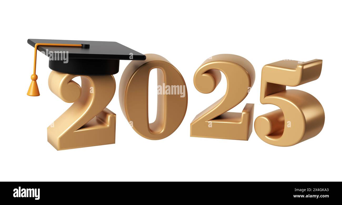 Class Of 2025 3d Icon Congratulation Graduates Design Template With Class Of 2025 3d Icon Congratulation Graduates Design Template With Black Cap And Numbers Gold Graduation Typography Illustration For Ceremony Part 2X4GKA3