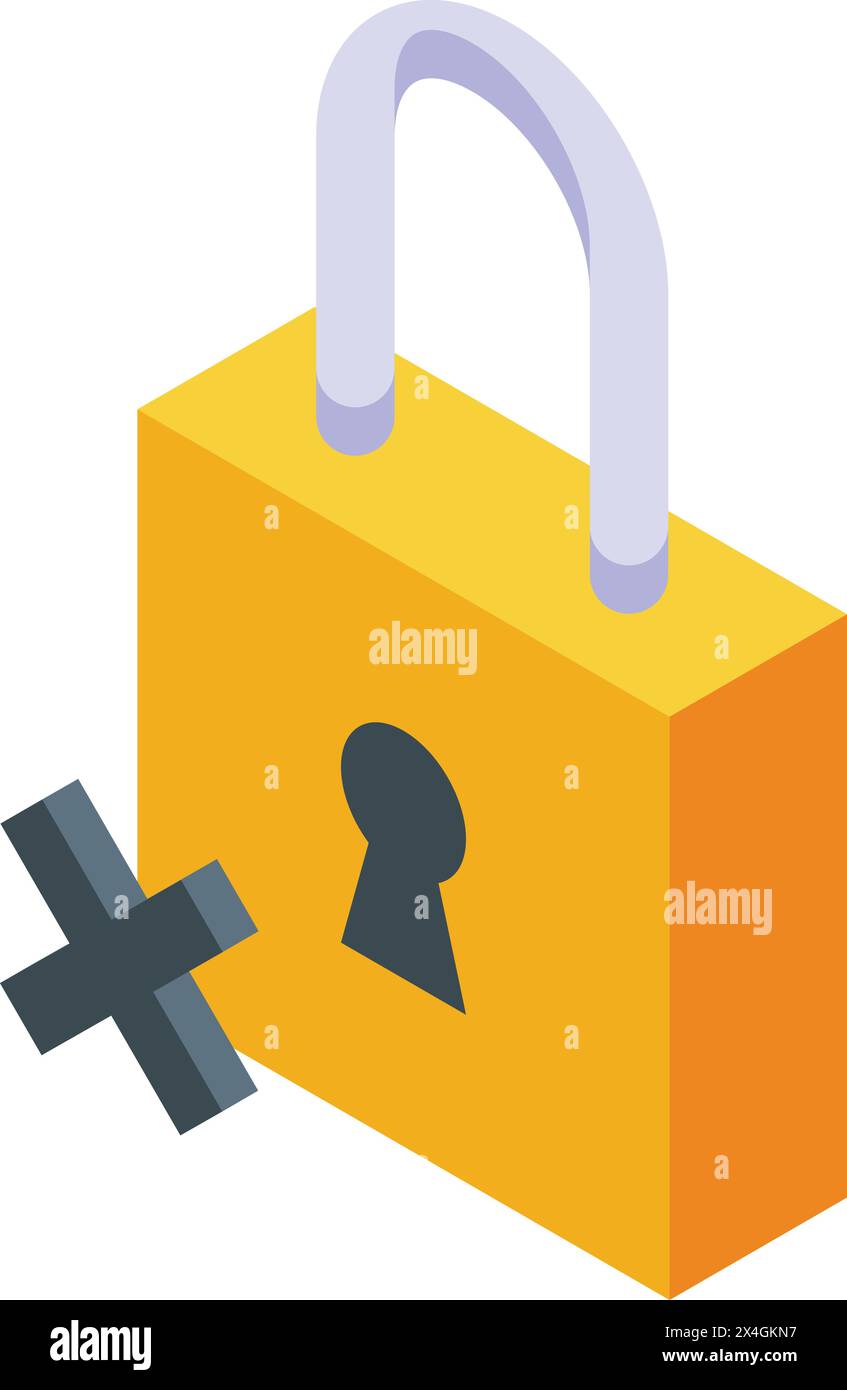 Locked security padlock icon isometric vector. Access failure password. Wrong authentication account Stock Vector