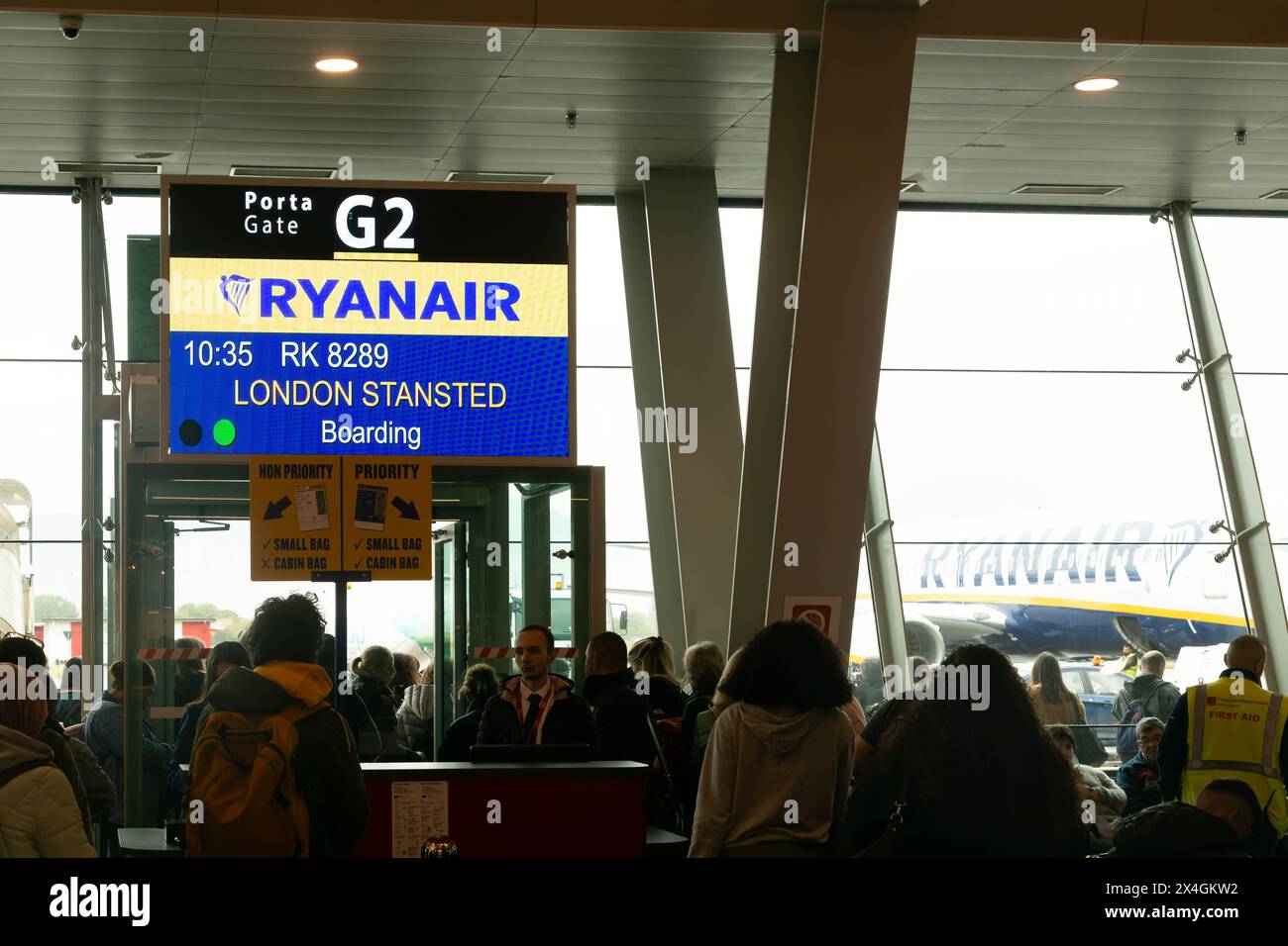 Ryanair boarding gate for London Stansted, Tirana International Airport