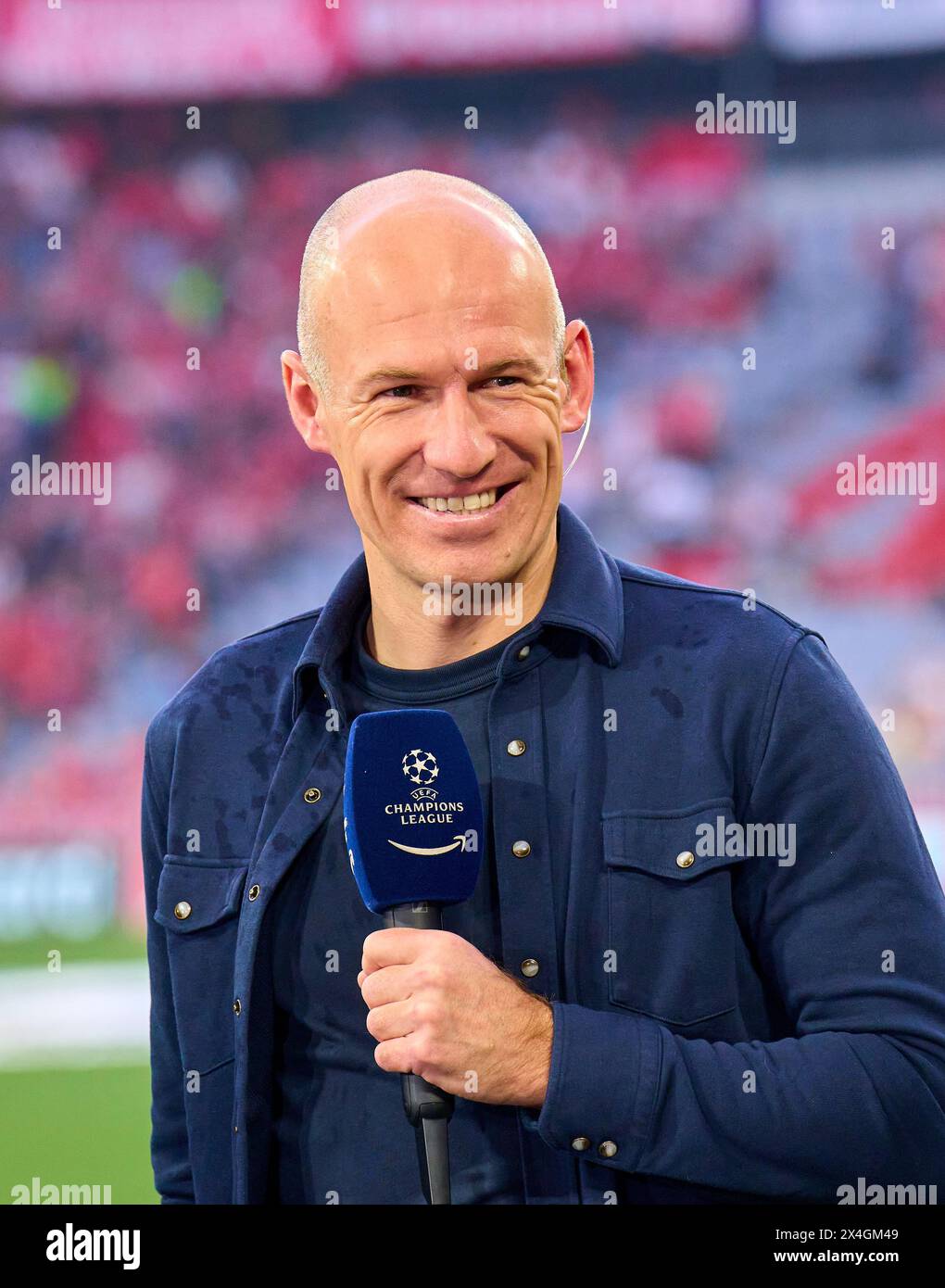 Arjen Robben expert for Amazon Prive Video before the semi final match   FC BAYERN MUENCHEN - REAL MADRID 2-2 of football UEFA Champions League in season 2023/2024 in Munich, Apr 30, 2024.  Halbfinale,, FCB, München © Peter Schatz / Alamy Live News Stock Photo