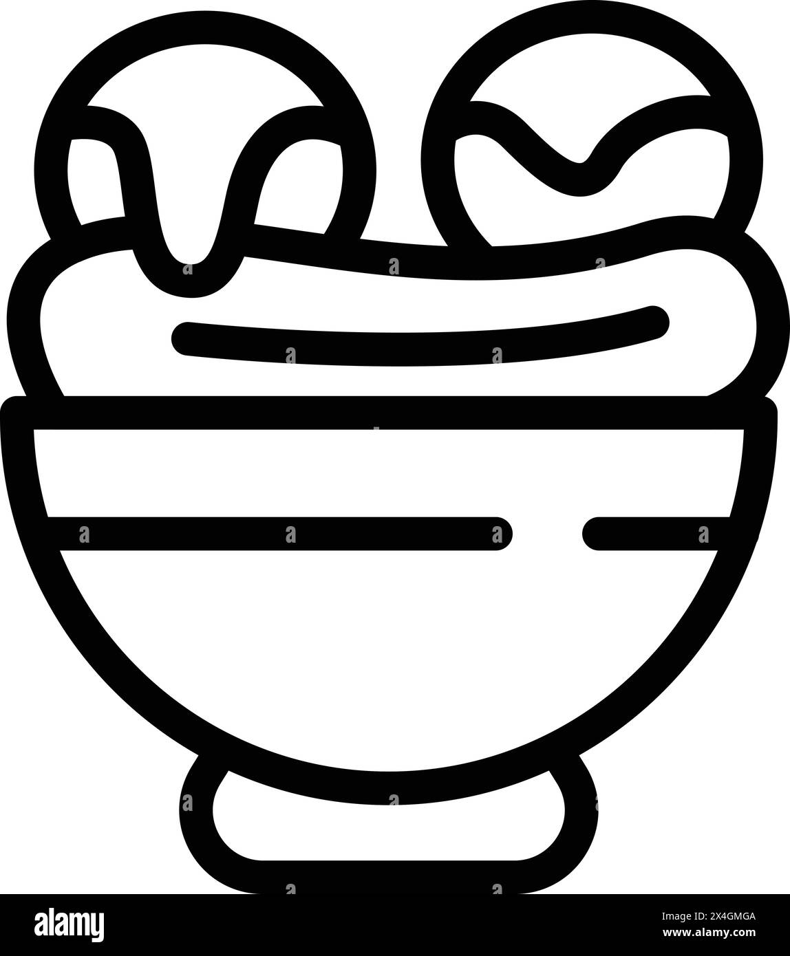 Ice cream banana split bowl icon outline vector. Vanilla topping flavor ...