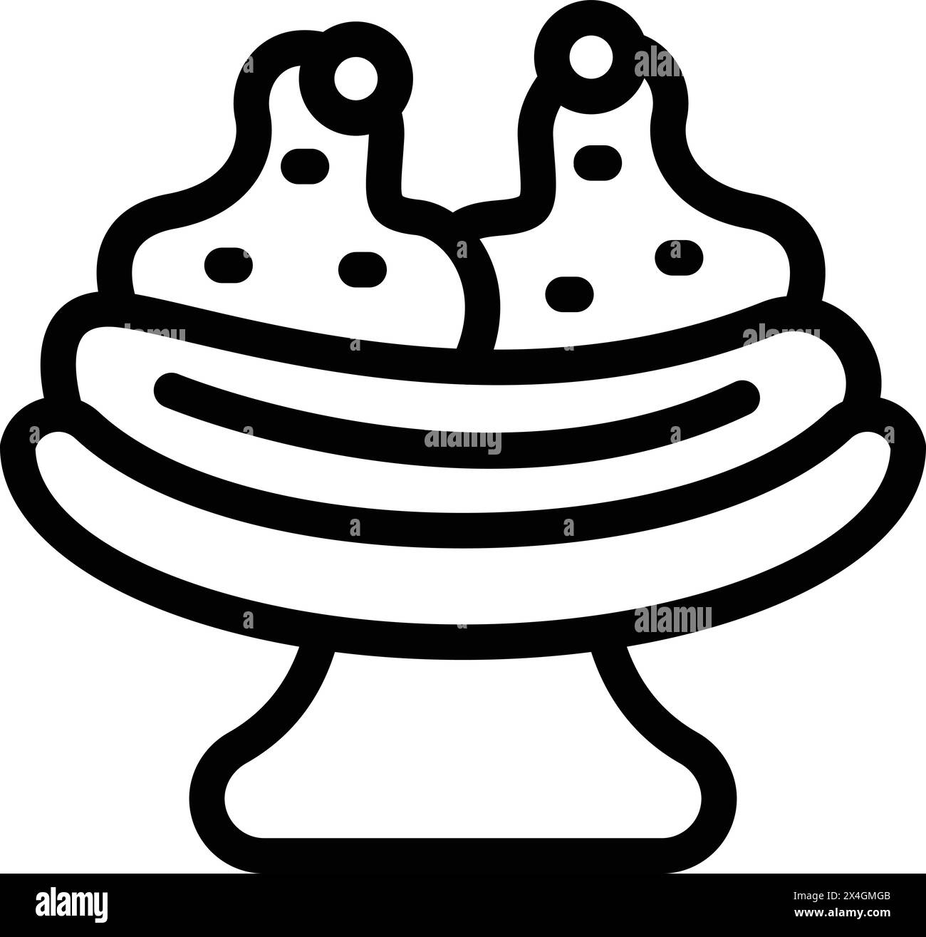 Banana split cream topped icon outline vector. Delicious sweet treat ...