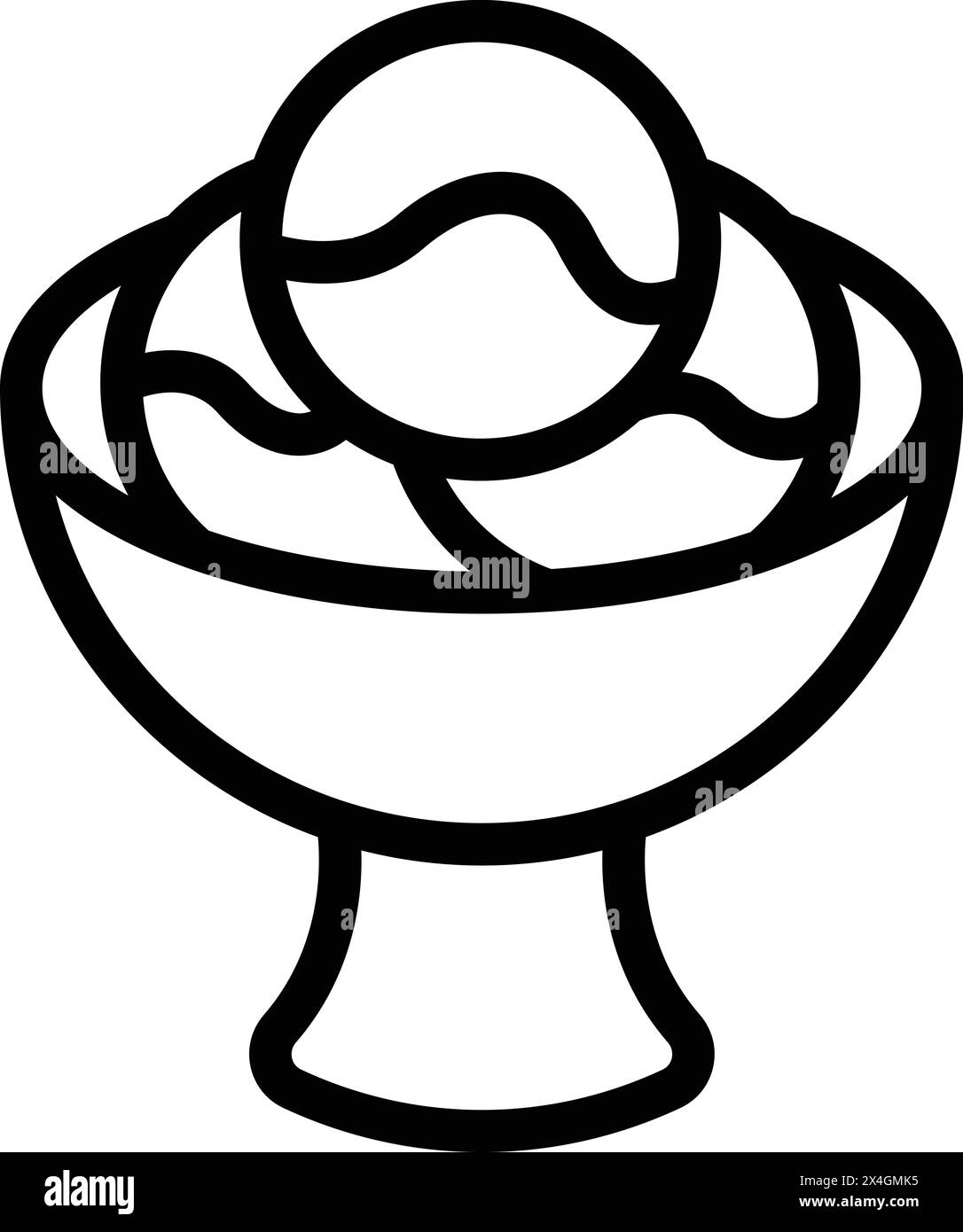 Ice cream balls cup icon outline vector. Banana split dessert. Chilled ...