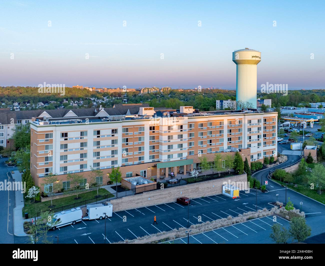 Yonkers ny usa 05 02 2024 aerial photo of the marriott courtyard