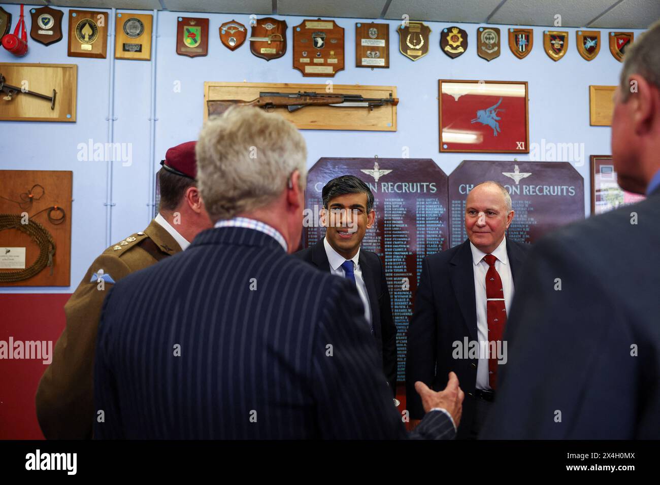 Prime Minister Rishi Sunak meets with families of the Parachute Regiment during his visit to the Helles Barracks at the Catterick Garrison in North Yorkshire. Picture date: Friday May 3, 2024. Stock Photo