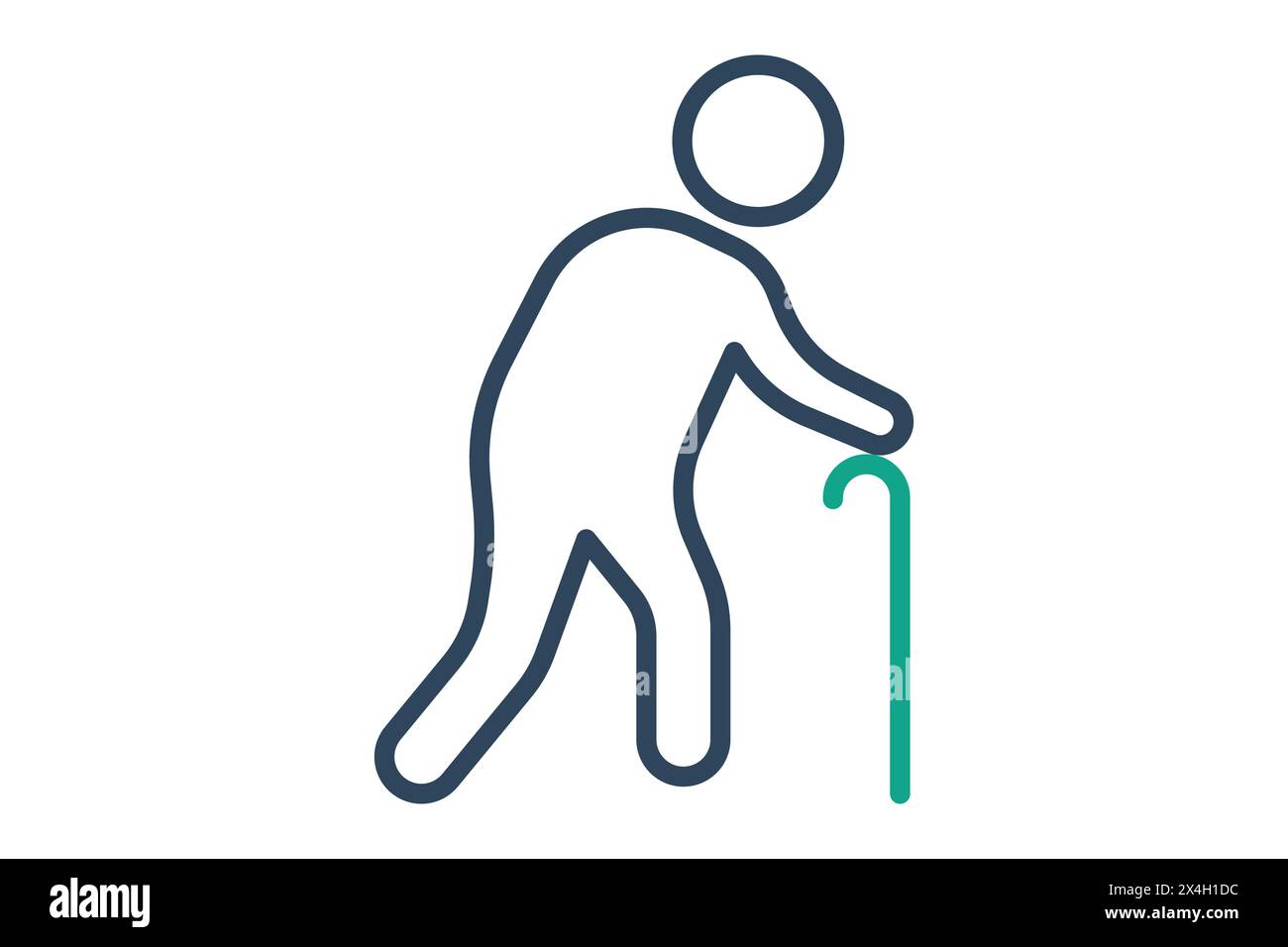 elderly icon. elderly people use walking sticks. line icon style. old age element illustration Stock Vector