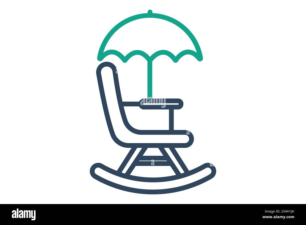 pension icon. rocking chair with umbrella. icon related to elderly. line icon style. old age element illustration Stock Vector