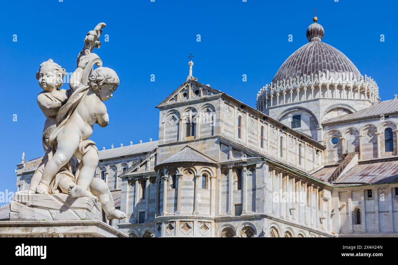 Sculpture in front of the historic cathedral in Pisa, Italy Stock Photo