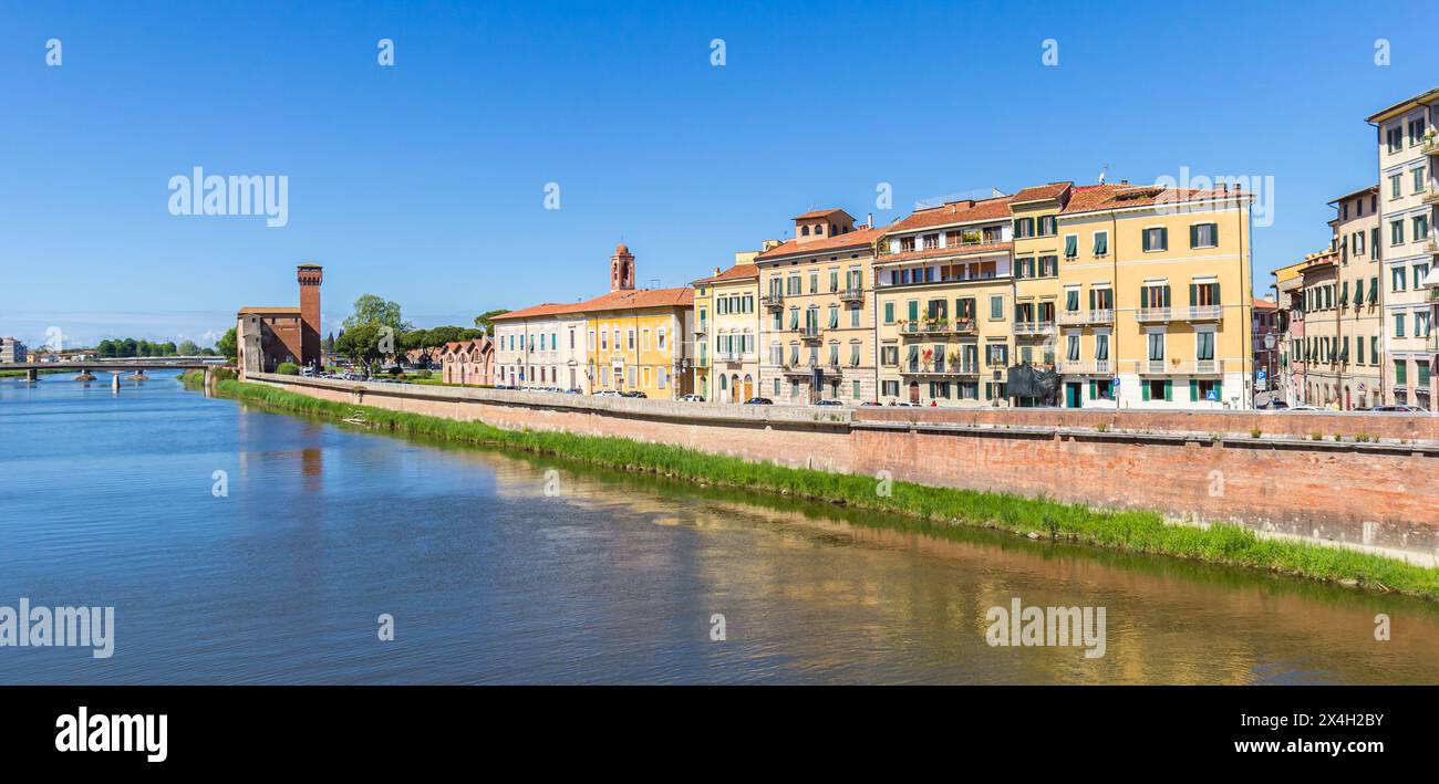 Panorama of the quayside at the Arno river in Pisa, Italy Stock Photo