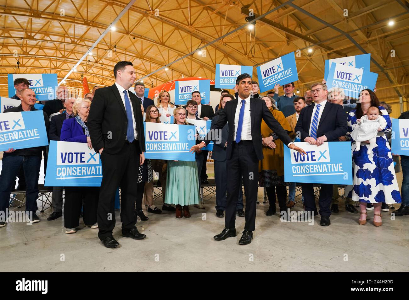 Lord Ben Houchen with Prime Minister Rishi Sunak in Teesside following his re-election as Tees Valley Mayor. Picture date: Friday May 3, 2024. Stock Photo